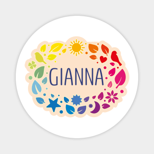 Gianna name with colorful leaves Magnet